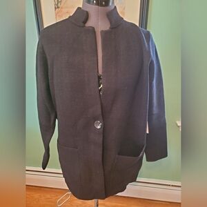 Women's Black Jacket with Houndstooth Cuffs By Halston